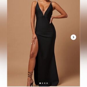Fashion Nova Black Maxi Dress with High Slit